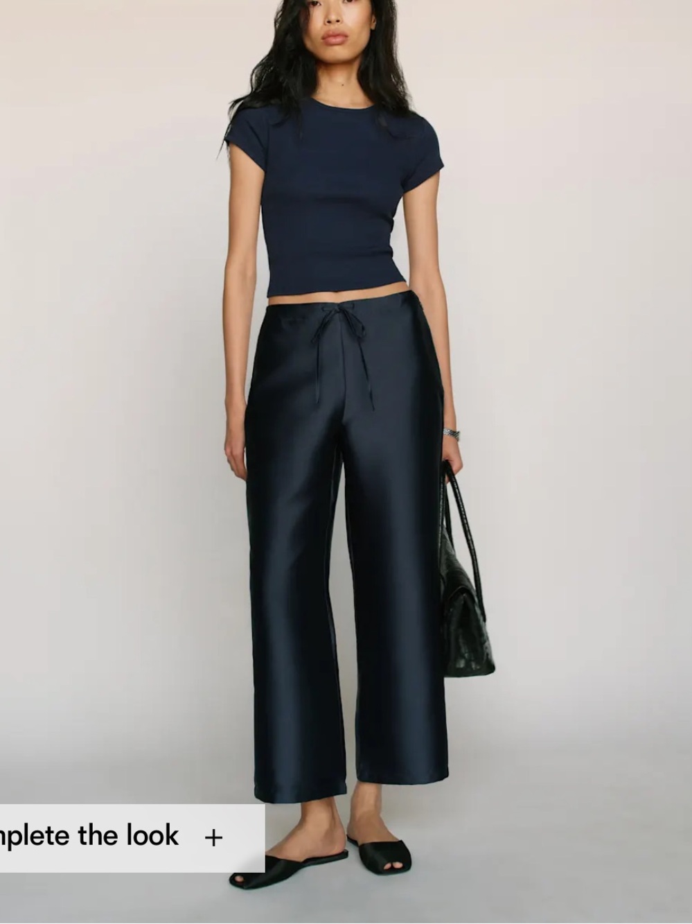 Reformation Satin Olina Cropped Pant Navy Size Small